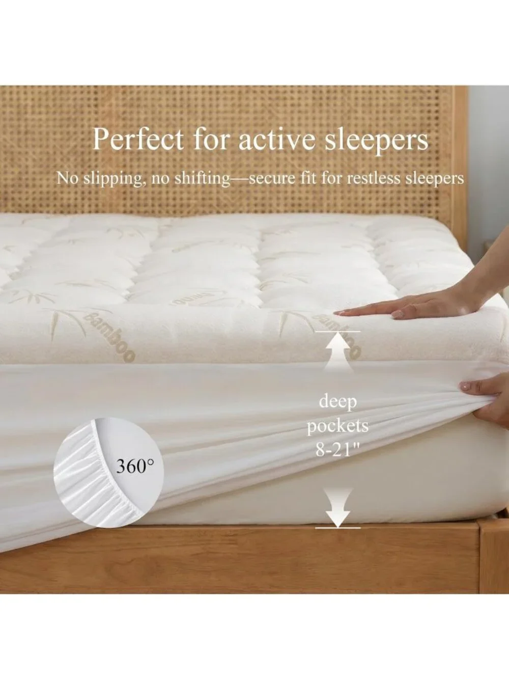 Cooling Twin Size Mattress Topper, Soft Bamboo Viscose for Hot Sleepers